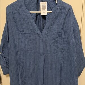 Torrid Textured Blue Blouse